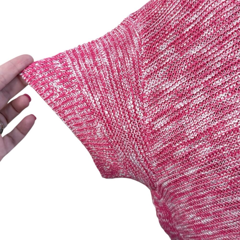 Lane Bryant Pink Marled Open Front Short Sleeve Cardigan - Picture 7 of 8